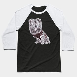 Pomeranian Portrait - Pomeranian Gift Black and White Sketch Baseball T-Shirt